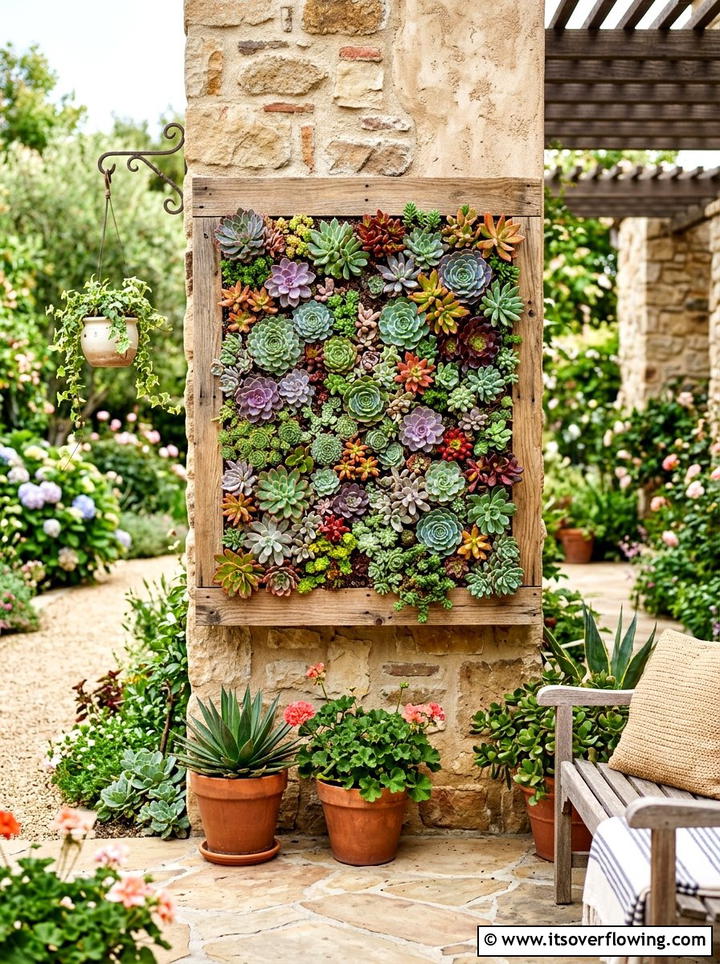 Succulent Pallet Frame - 25 recycled garden ideas with pallet wall garden