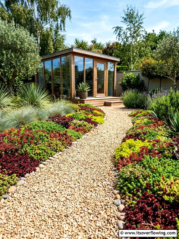 Succulent Path Border - 25 garden decor ideas with succulent displays