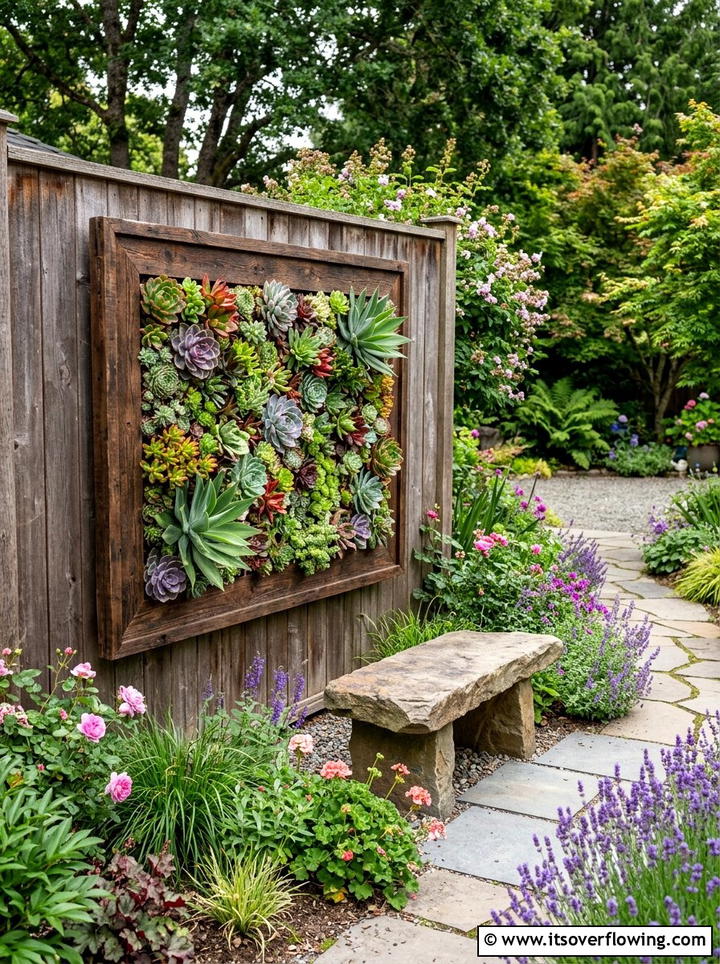 Succulent Picture Frame - 25 garden decor ideas with succulent displays