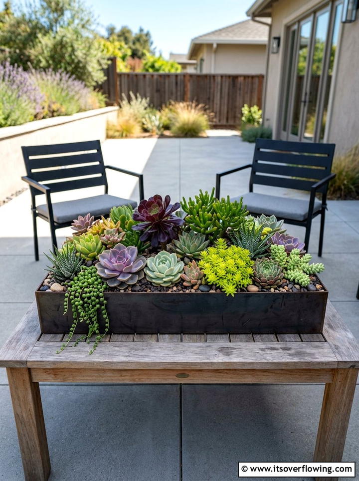Succulent Planter Box Arrangement - 25 garden ideas with planter boxes