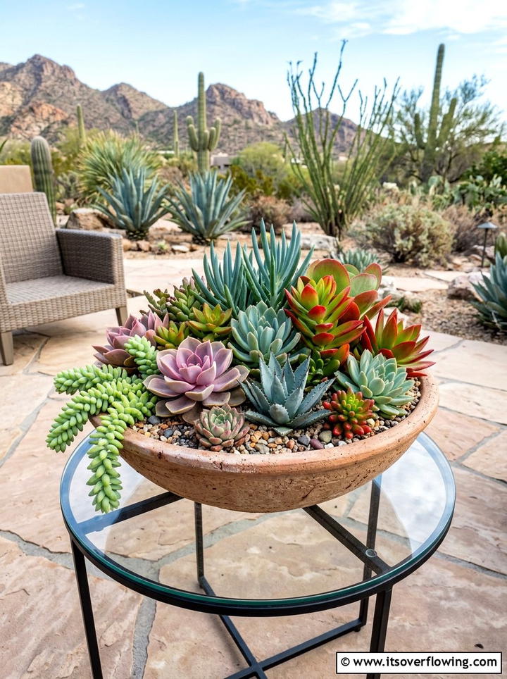 Succulent Pot Arrangement - 25 small garden ideas for renters