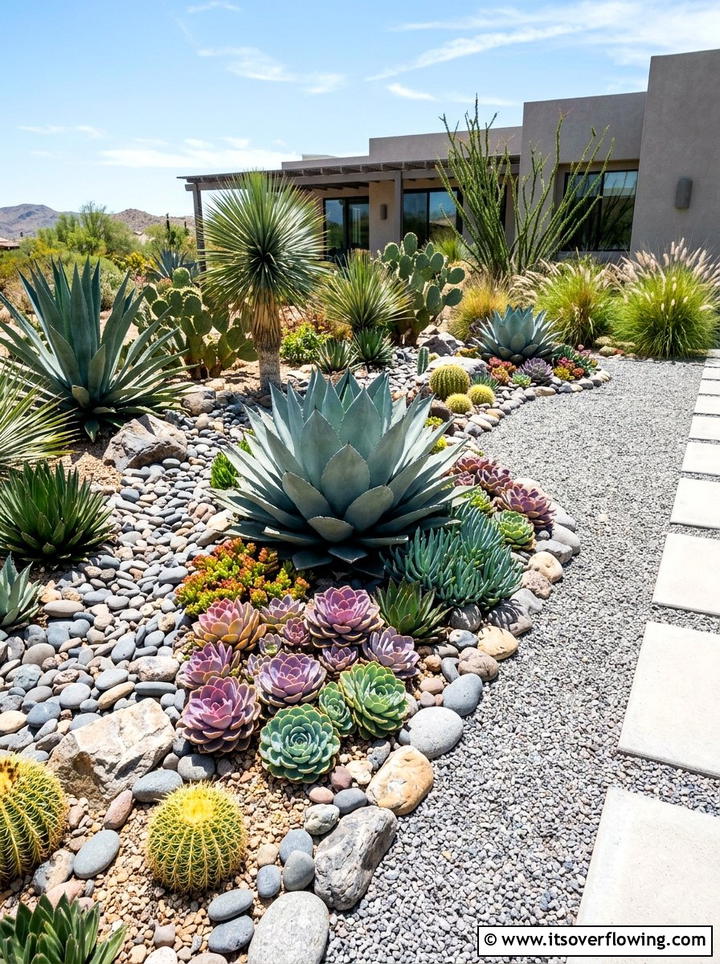 Succulent Rock Garden - 25 backyard ideas with border plants