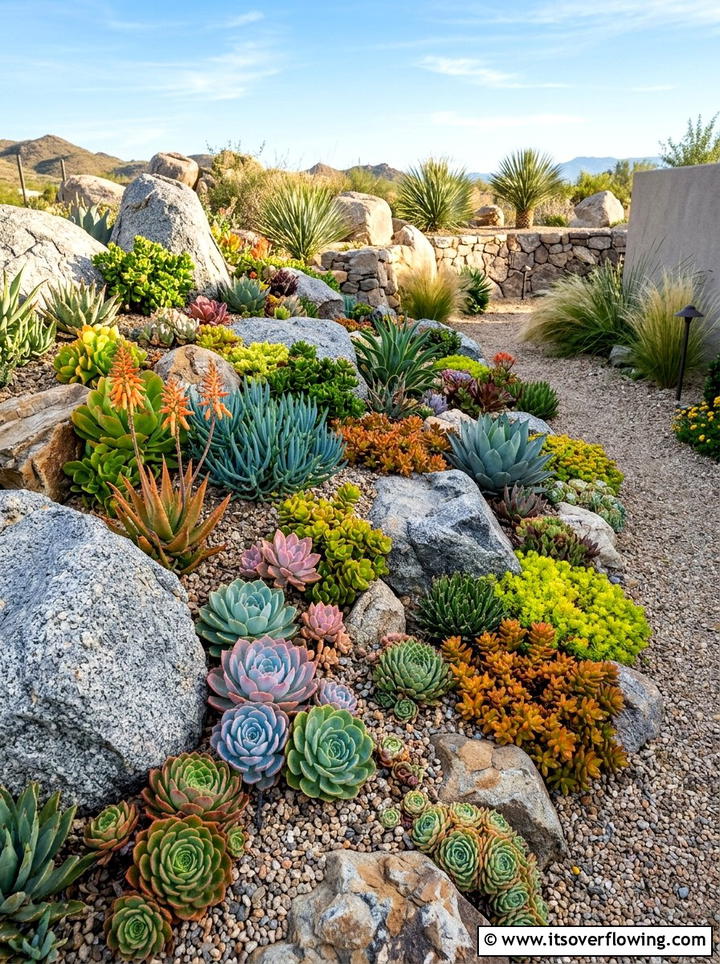 Succulent Rock Garden - 25 cheap garden ideas with cuttings