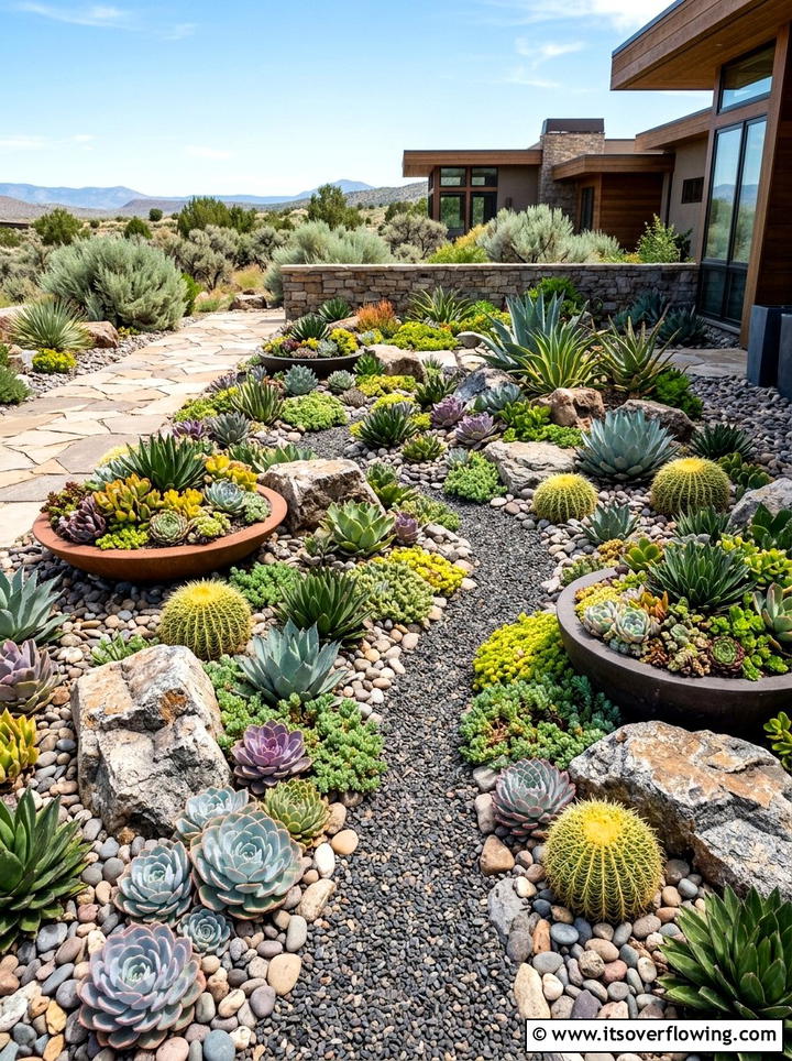 Succulent Rock Garden - 25 backyard ideas for rental homes