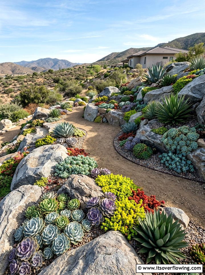 Succulent Rockery - 25 garden ideas for full sun