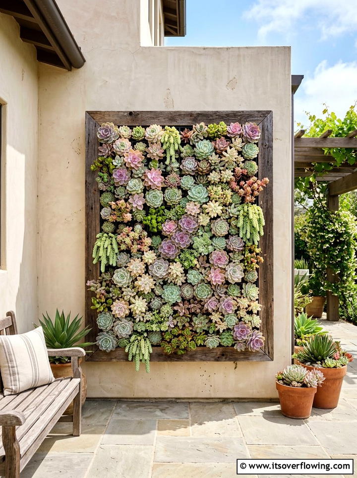 Succulent Wall - 25 garden ideas for small spaces