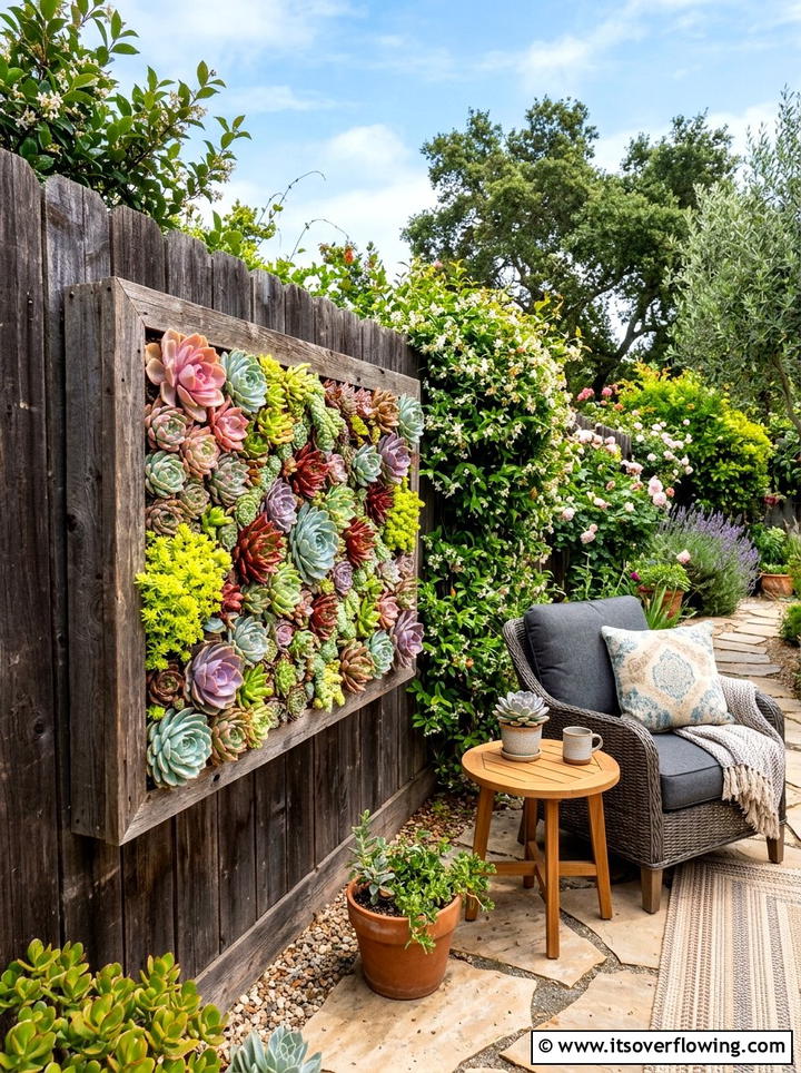 Succulent Wall Frame - 25 creative garden ideas with wall mounted planters