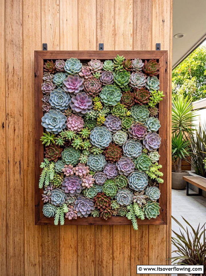 Succulent Wall Frame - 25 garden ideas with vertical gardens