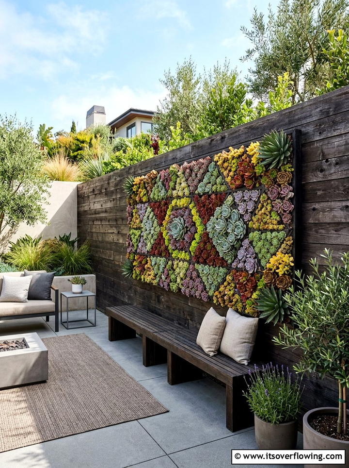 Succulent Wall Garden - 25 garden design ideas for fence lines