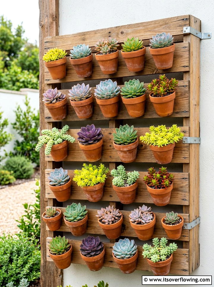 Succulent Wall Planter - 25 garden ideas with terracotta crafts