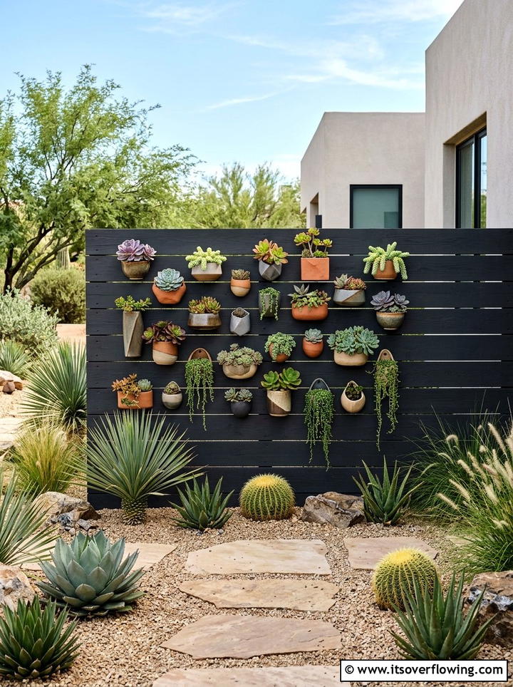 Succulent Wall Pockets - 25 garden decor ideas with fence decorations