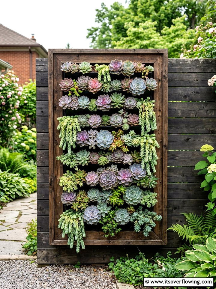 Succulent Wall - 25 backyard ideas with drought tolerant plants