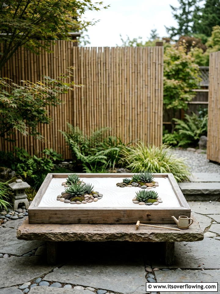 Succulent Zen Garden - 25 garden decor ideas with succulent displays