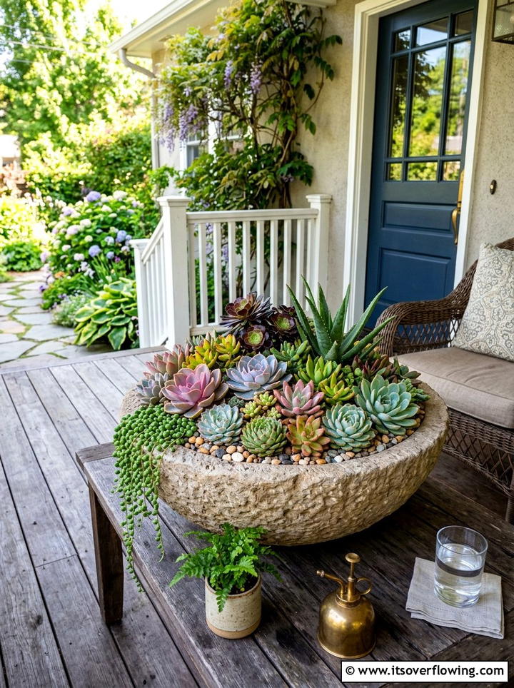 Succulent arrangements for front porch - 25 front porch decor ideas with greenery