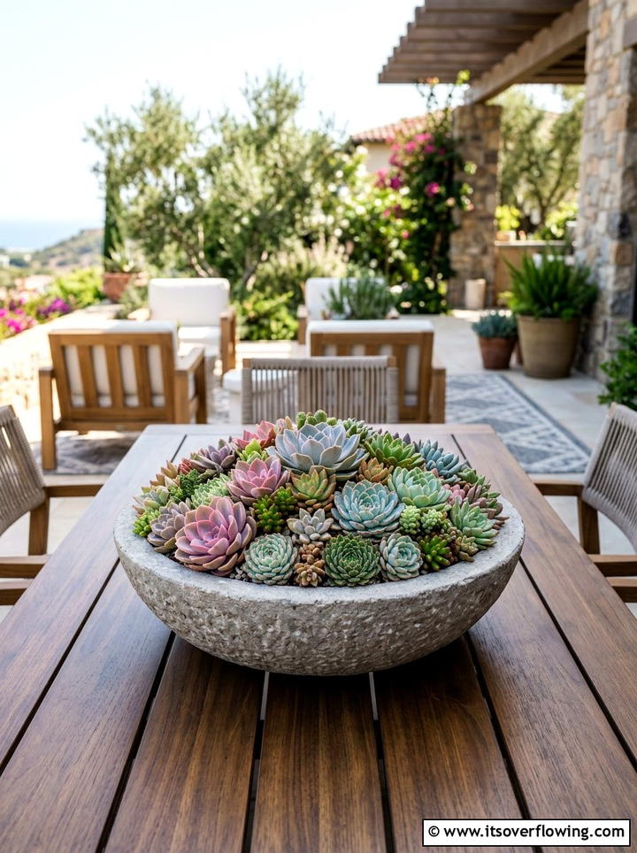 Succulent centerpiece bowl - 25 garden ideas with succulents