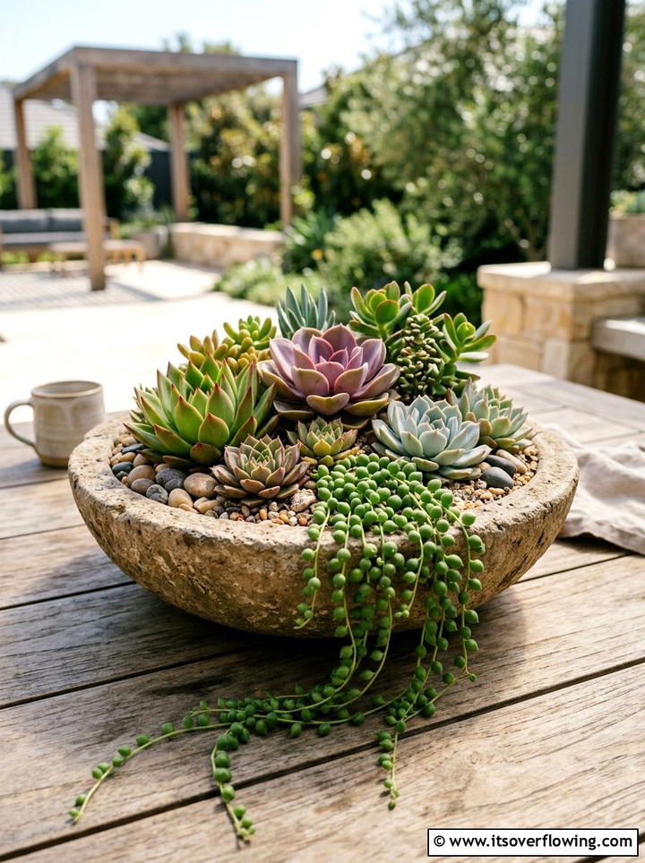 Succulent container garden - 25 garden design ideas with pot displays