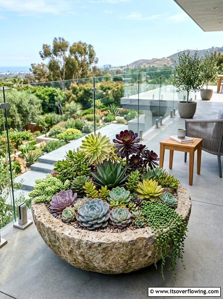 Succulent container garden - 25 garden ideas with planters