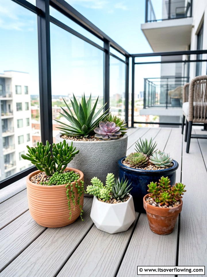 Succulent container garden for balcony - 25 small garden ideas with succulents