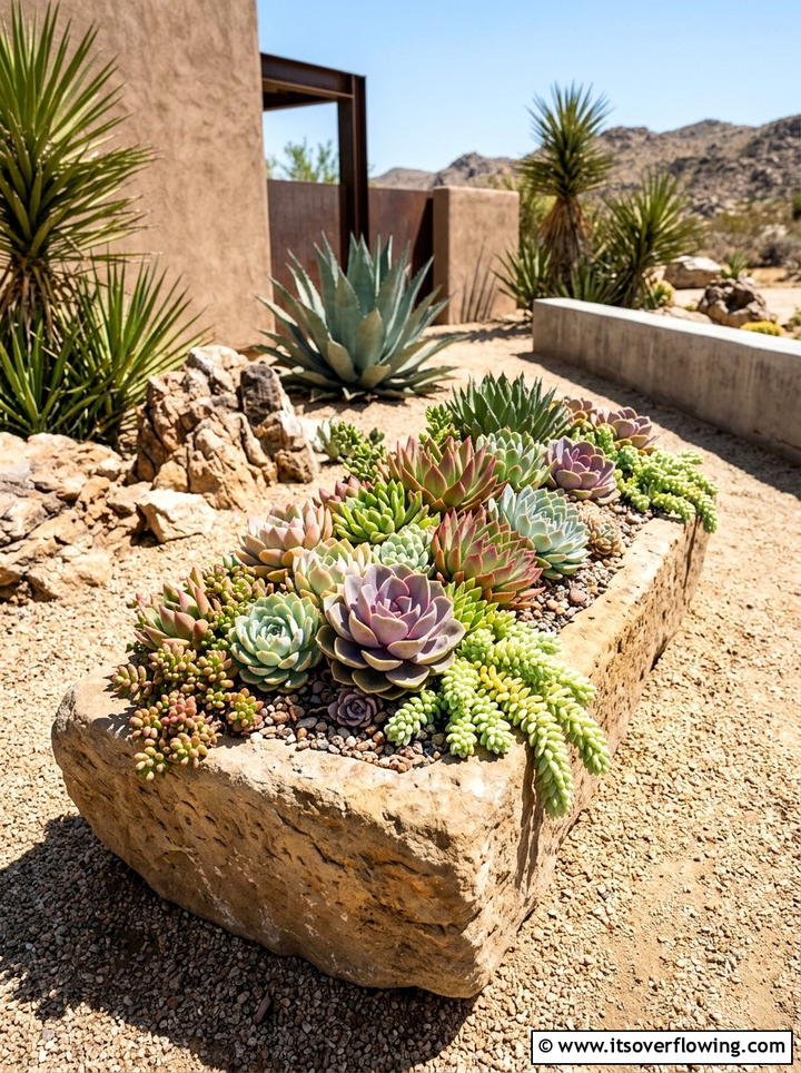 Succulent containers for hot porches - 25 front porch ideas with sun loving plants