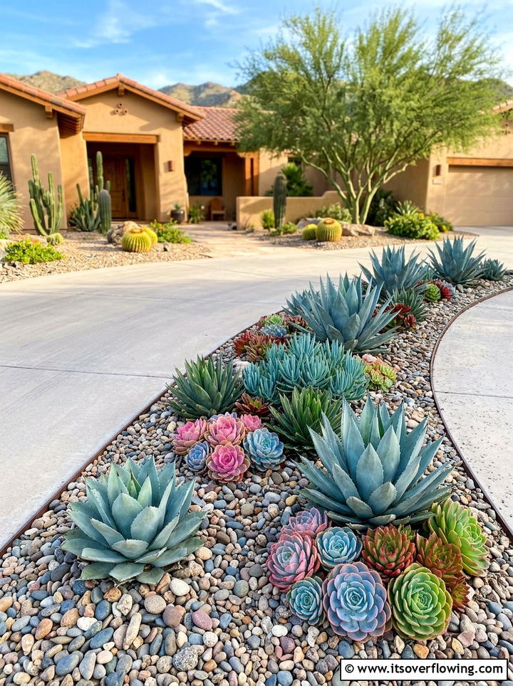 Succulent driveway border - 25 garden design ideas for driveways