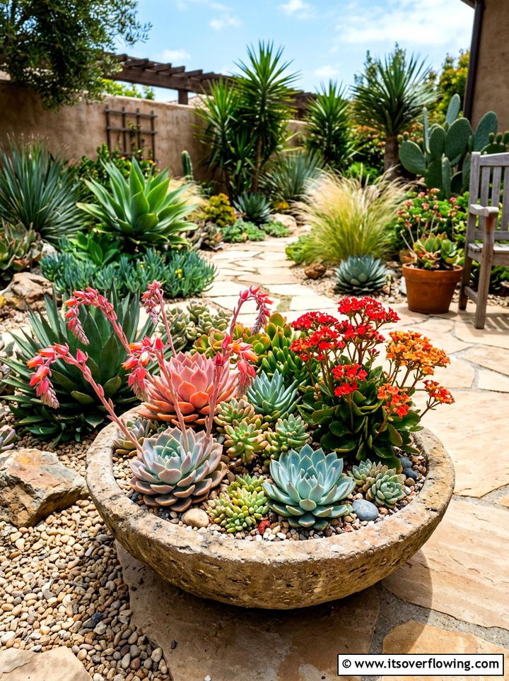 Succulent flower garden - 25 small garden ideas with flowers