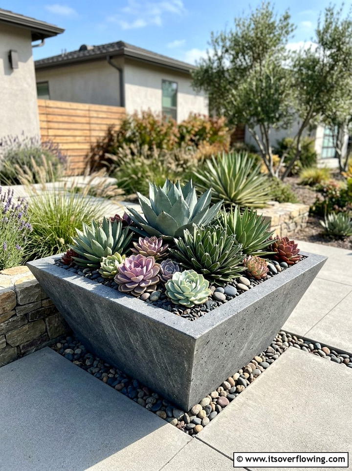 Succulent garden arrangement - 25 garden design ideas with asymmetry