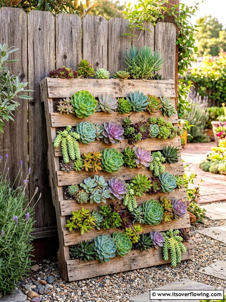 Succulent garden in a pallet - 25 small garden ideas with succulents
