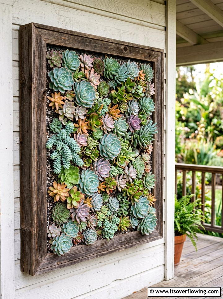 Succulent garden in a picture frame - 25 small garden ideas with succulents