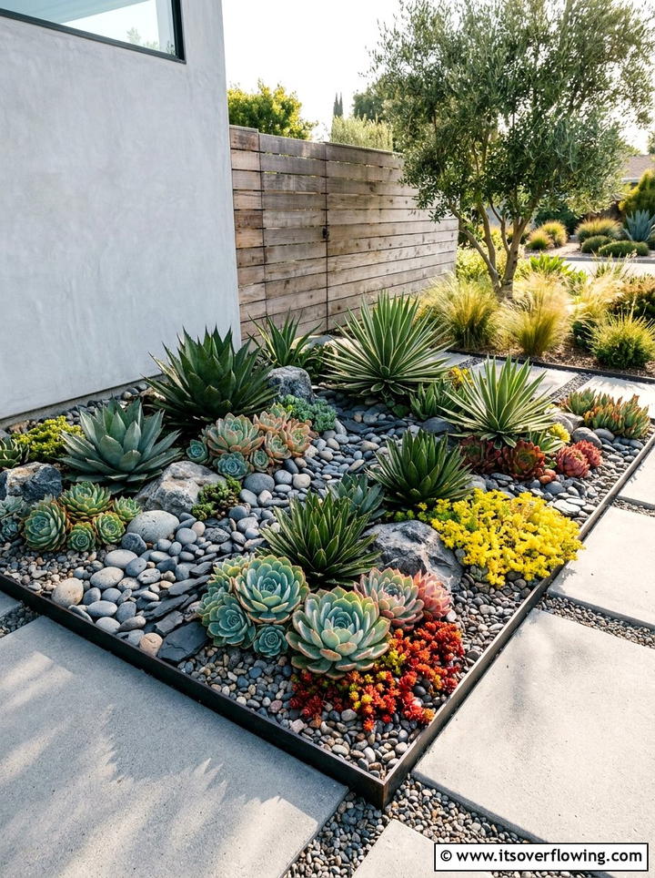 Succulent rock garden - 25 small garden ideas for full sun