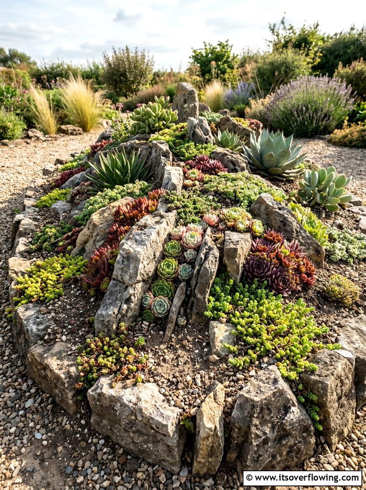 Succulent rockery - 25 garden design ideas with succulent beds