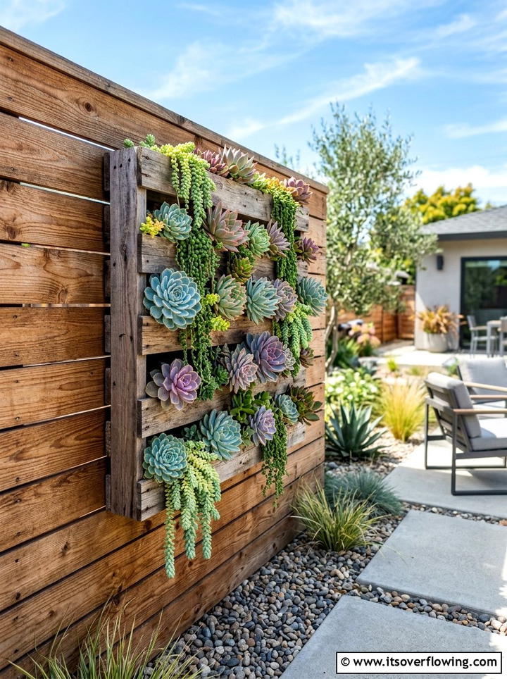 Succulent wall - 25 creative garden ideas with pallet planters