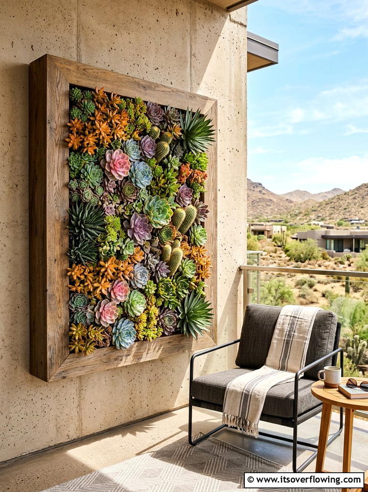 Succulent wall garden - 25 garden decor ideas for balconies