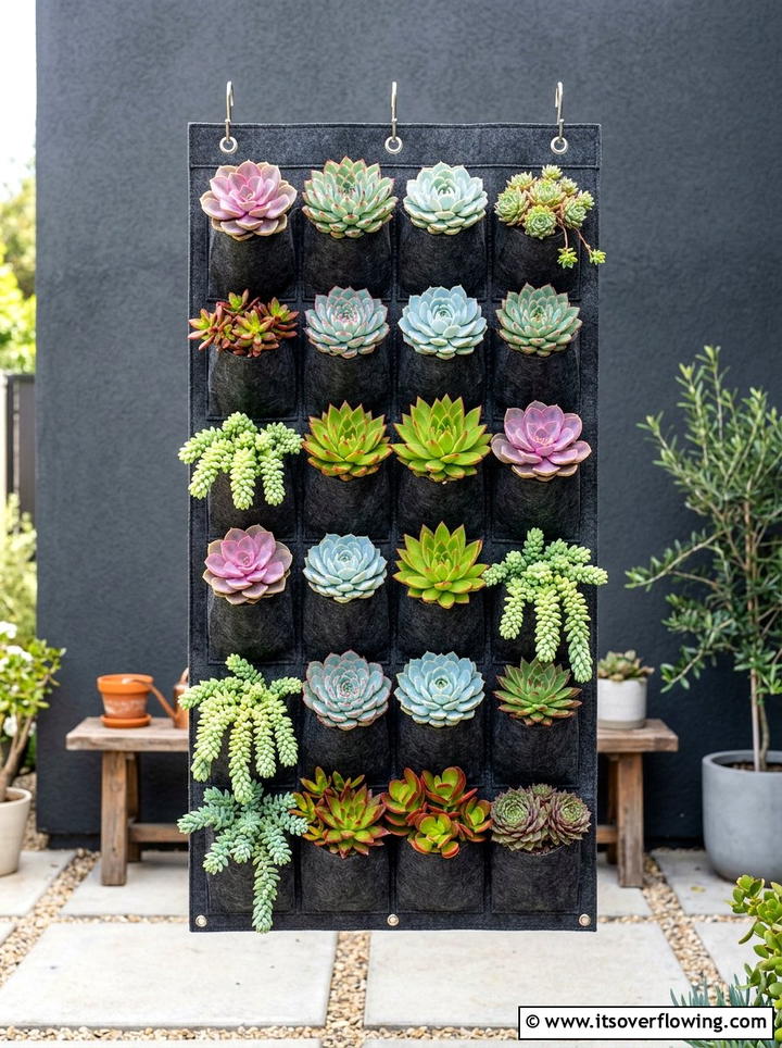 Succulent wall garden - 25 upcycled garden ideas with shoe organizers