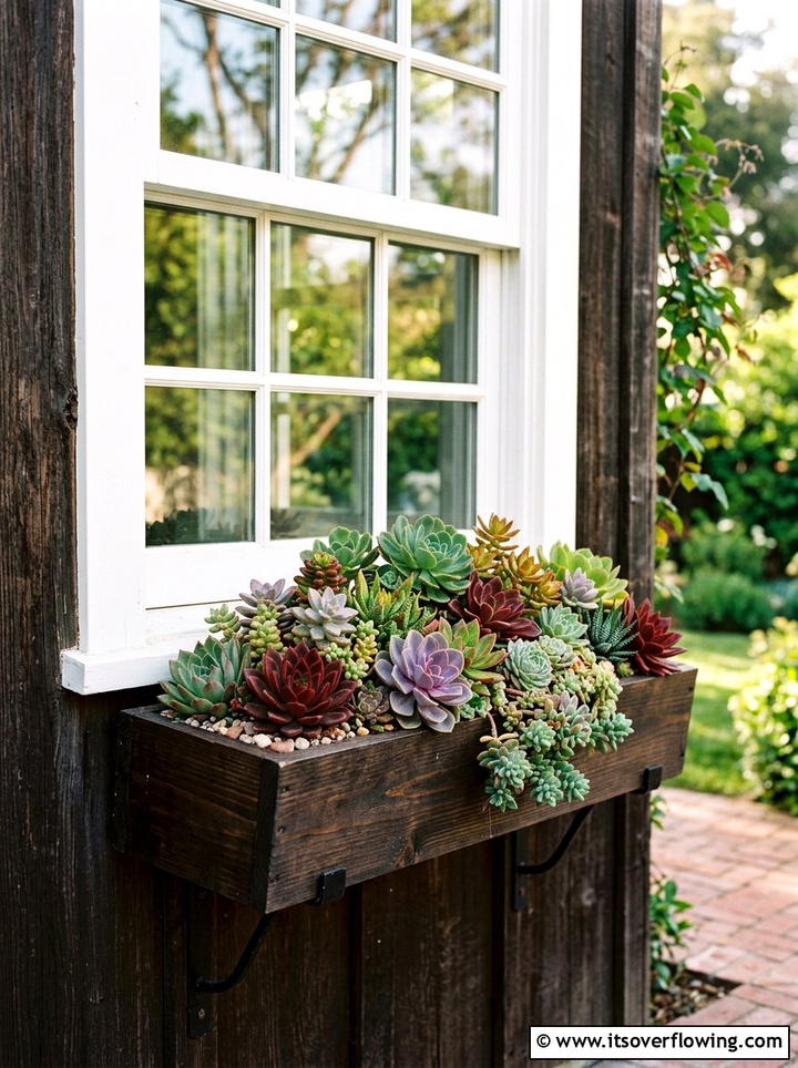 Succulent window box - 25 garden ideas with succulents