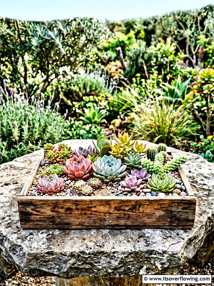 Succulent wood crate garden - 25 backyard ideas with crate planters