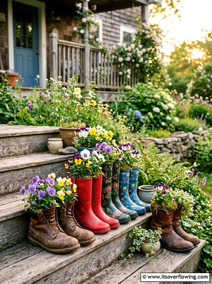 Suitcase Flower Display - 25 backyard ideas with repurposed containers