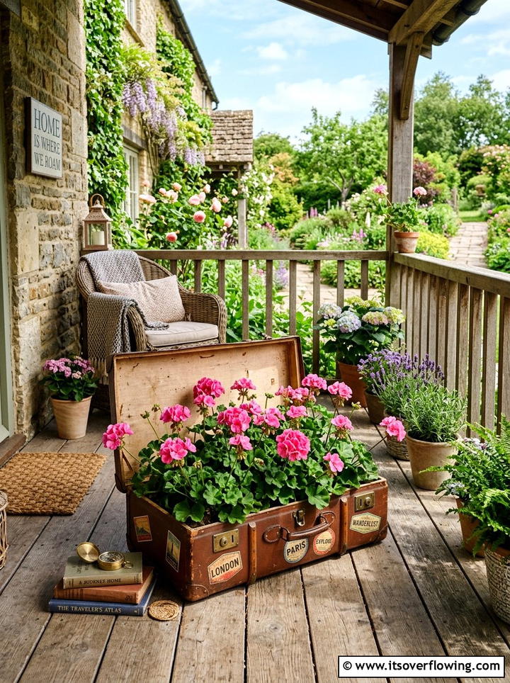 Suitcase Flower Displays - 25 recycled garden ideas with eco friendly decor