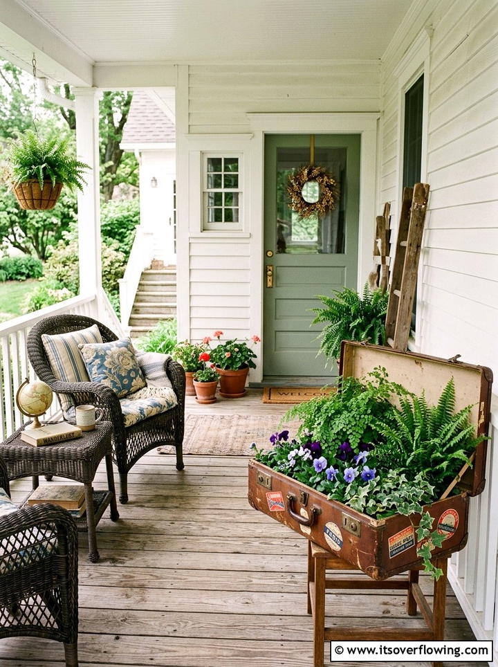 Suitcase Planter - 25 reusing old things ideas for container garden