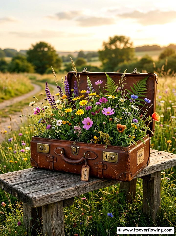 Suitcase Planter - 25 upcycled garden ideas for community gardens