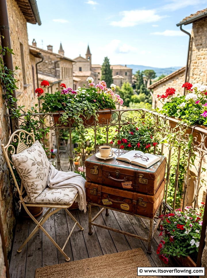Suitcase Side Table - 25 upcycled garden ideas with outdoor tables
