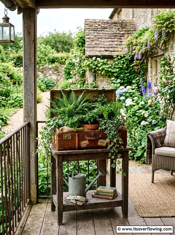 Suitcase planter stand - 25 reusing old things ideas for garden