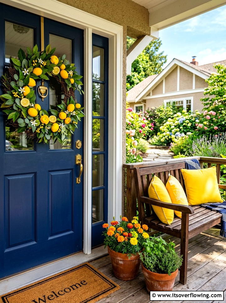 Summer Citrus Wreath - 25 front porch ideas with seasonal wreaths