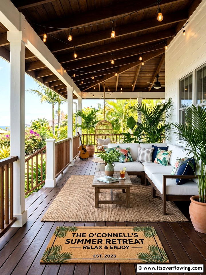 Summer porch retreat - 25 front porch ideas with personalized mat
