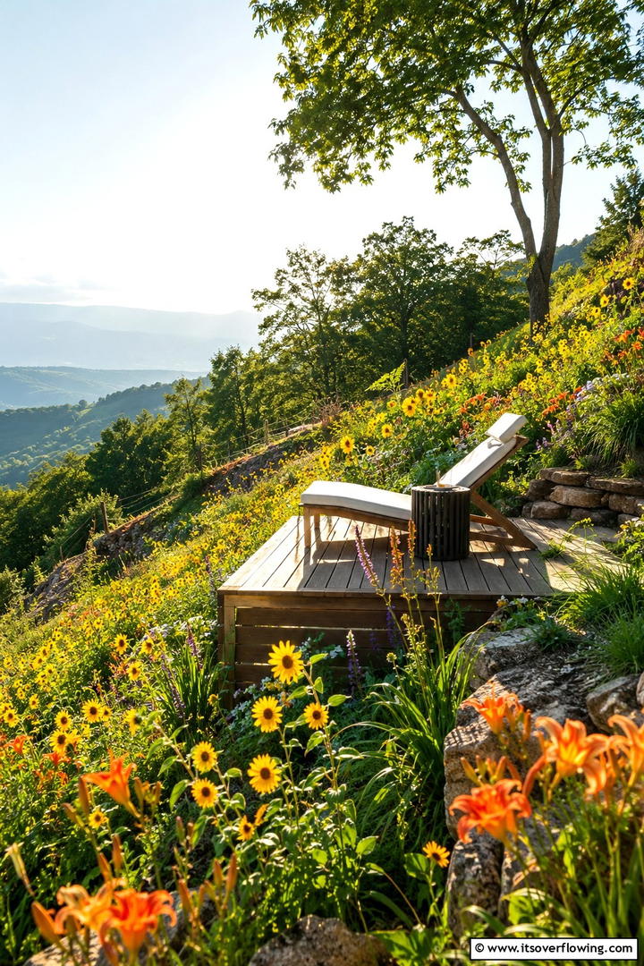 Sun Kissed Slope Retreat - 30 Sloped Garden Ideas to Transform Challenging Yards