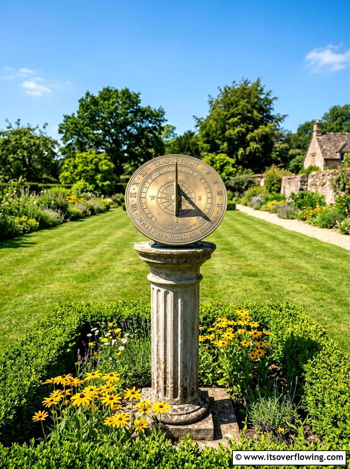 Sundial - 25 garden decor ideas for cottage gardens