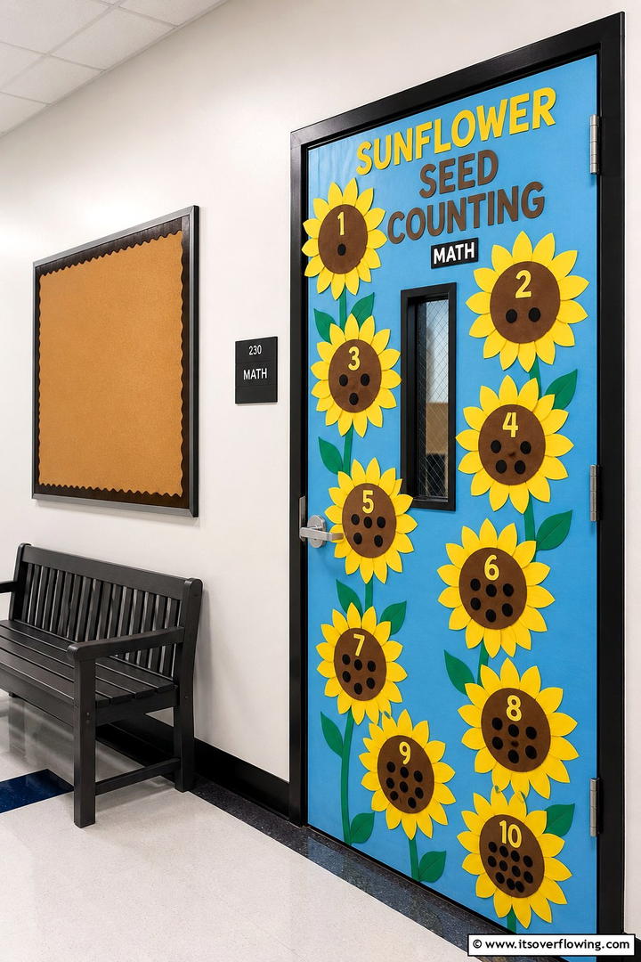Sunflower Seed Counting - 50 Fall Door Decor Classroom Ideas for Cozy Entryways