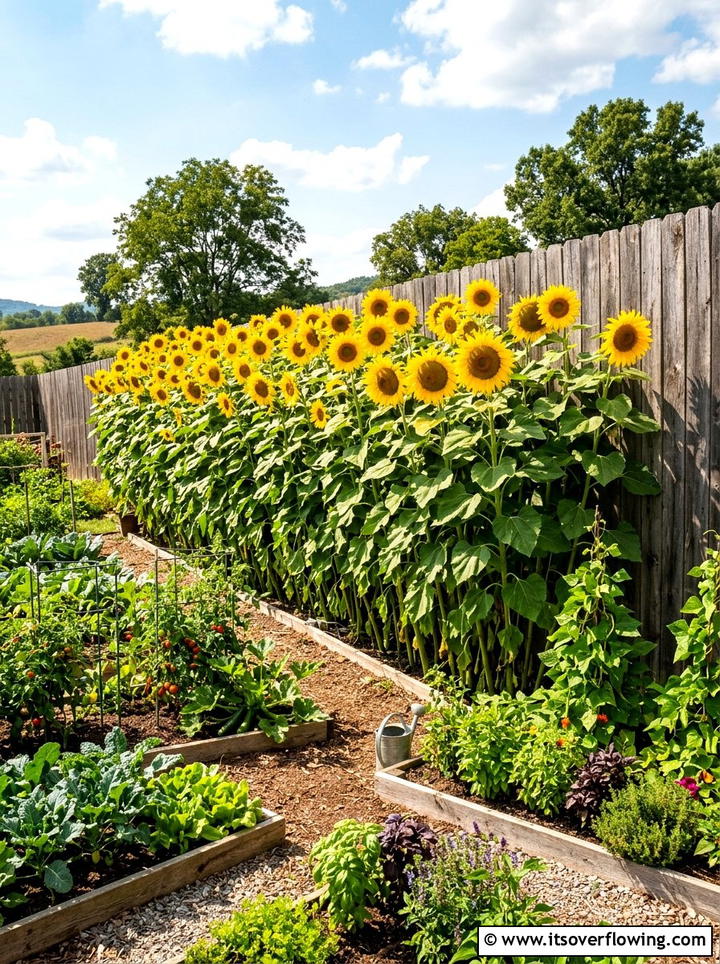 Sunflower tall wall - 25 creative garden ideas with sensory planting
