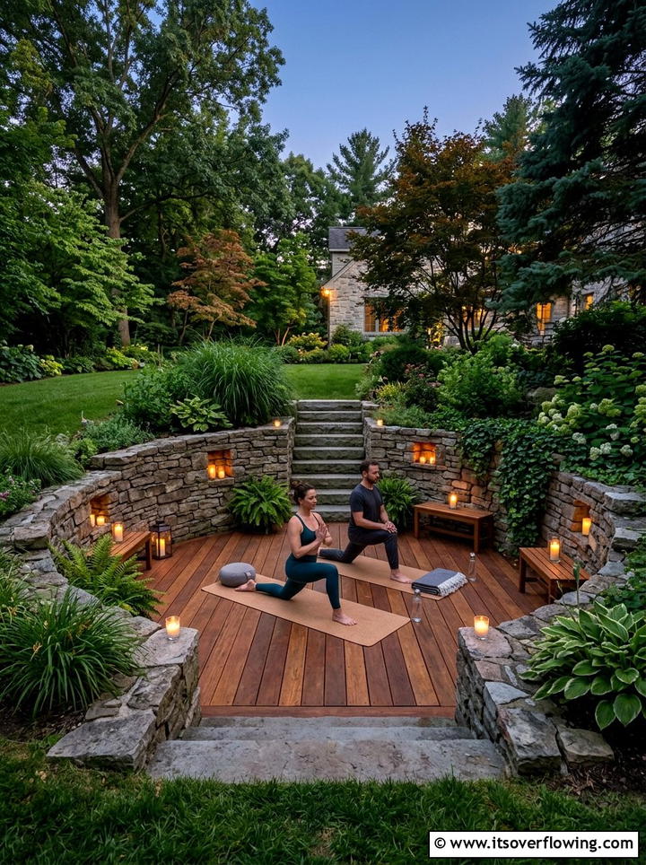Sunken Backyard Yoga Space - 25 backyard ideas with yoga deck