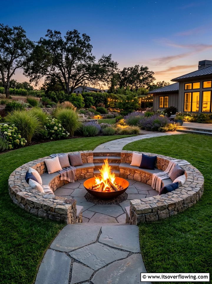 Sunken Fire Pit - 25 backyard ideas with fire pit