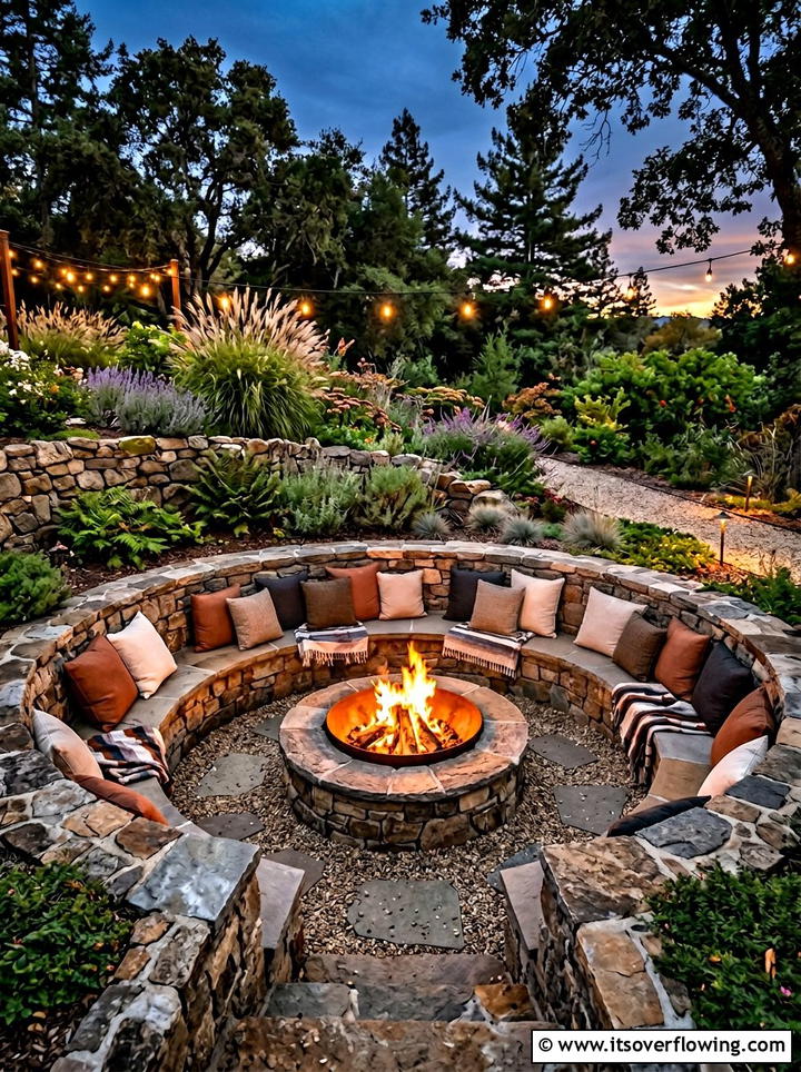 Sunken Fire Pit - 25 garden ideas for mediterranean style